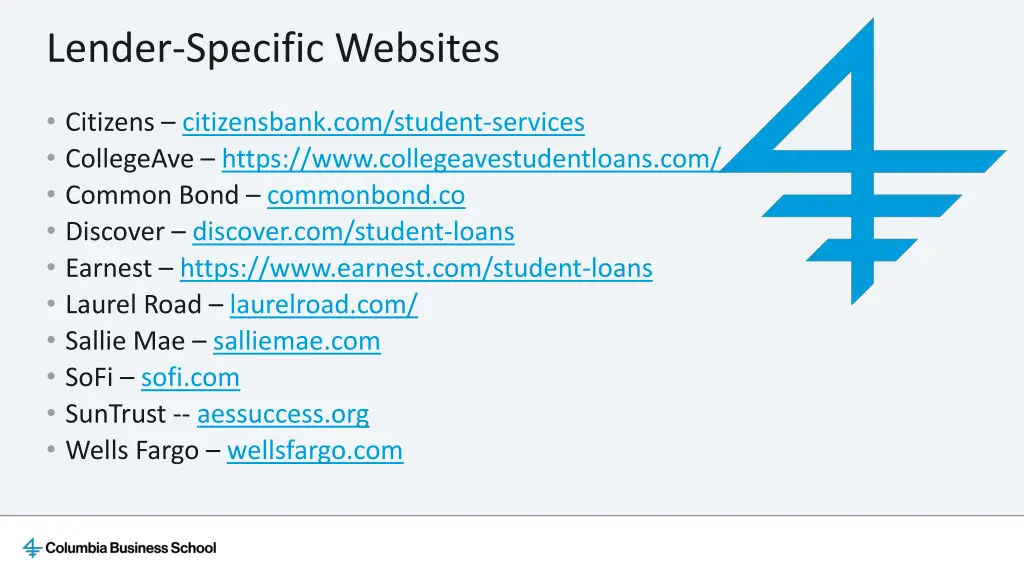lender specific websites