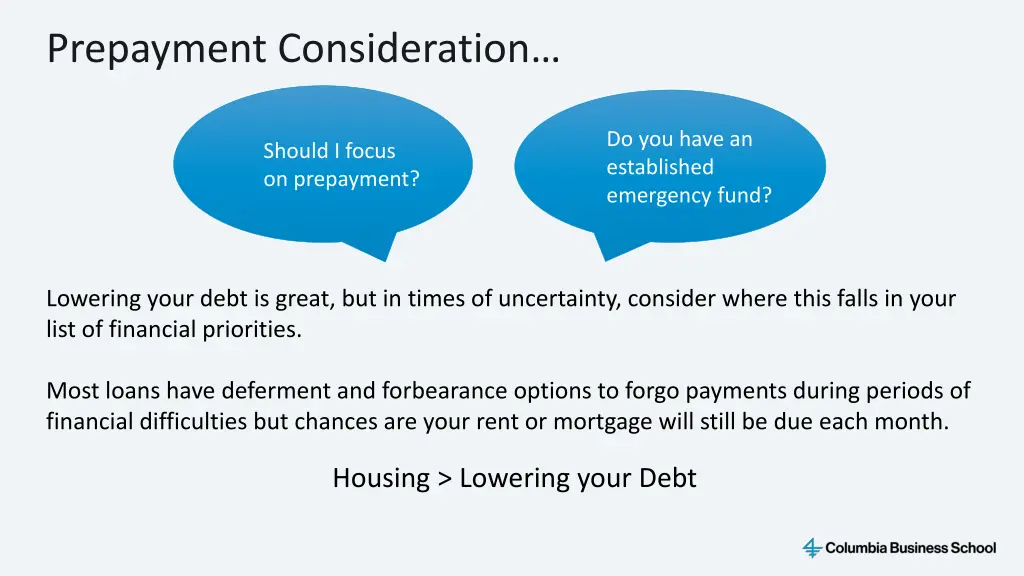 prepayment consideration