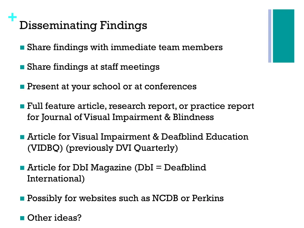disseminating findings