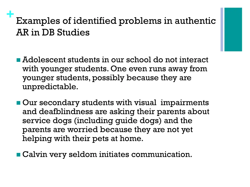 examples of identified problems in authentic