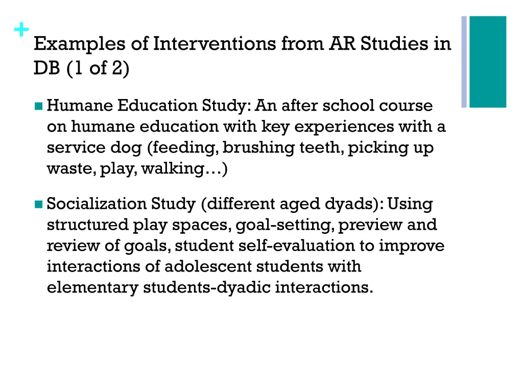 examples of interventions from ar studies