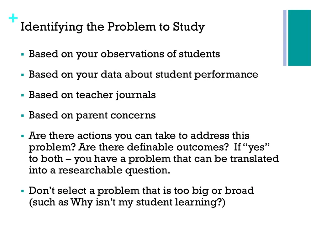 identifying the problem to study