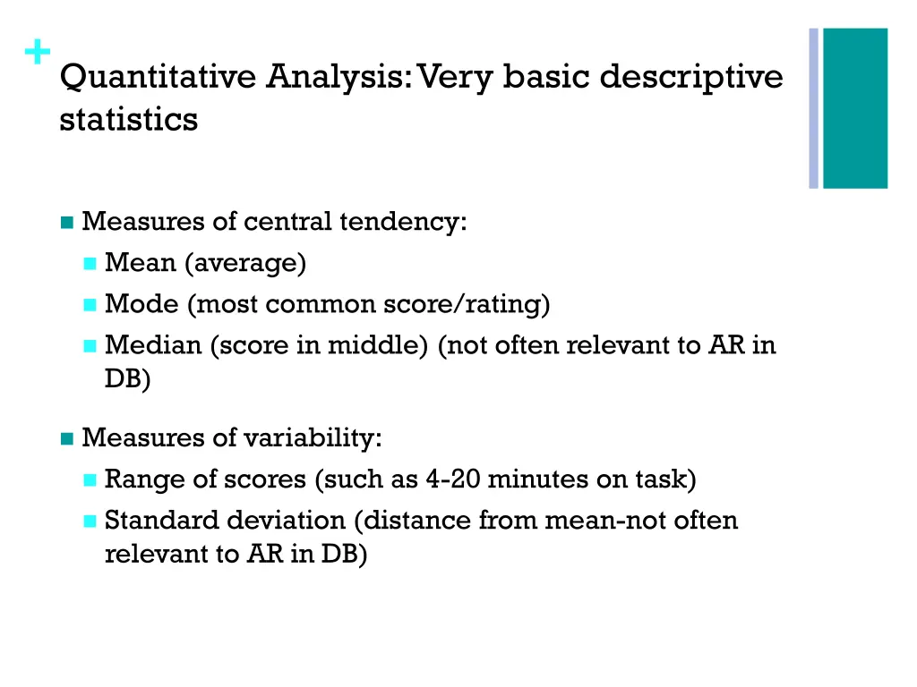 quantitative analysis very basic descriptive