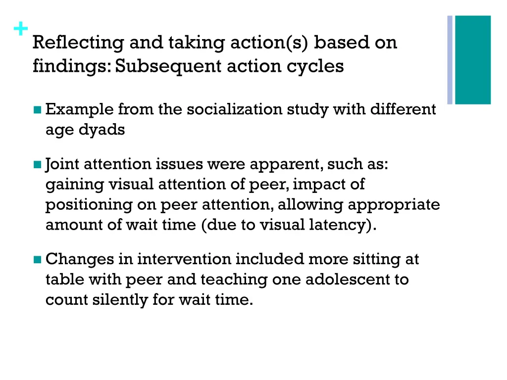 reflecting and taking action s based on findings