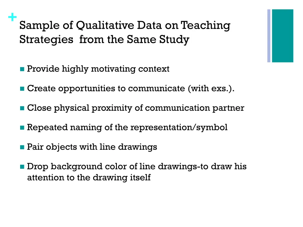 sample of qualitative data on teaching strategies