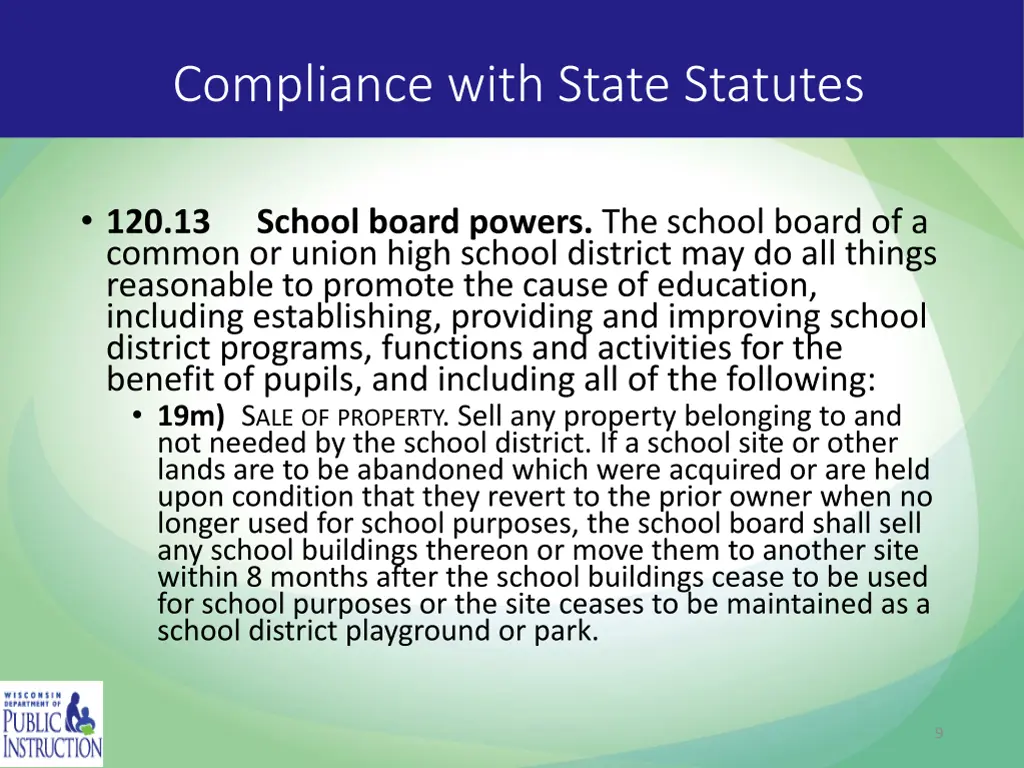 compliance with state statutes