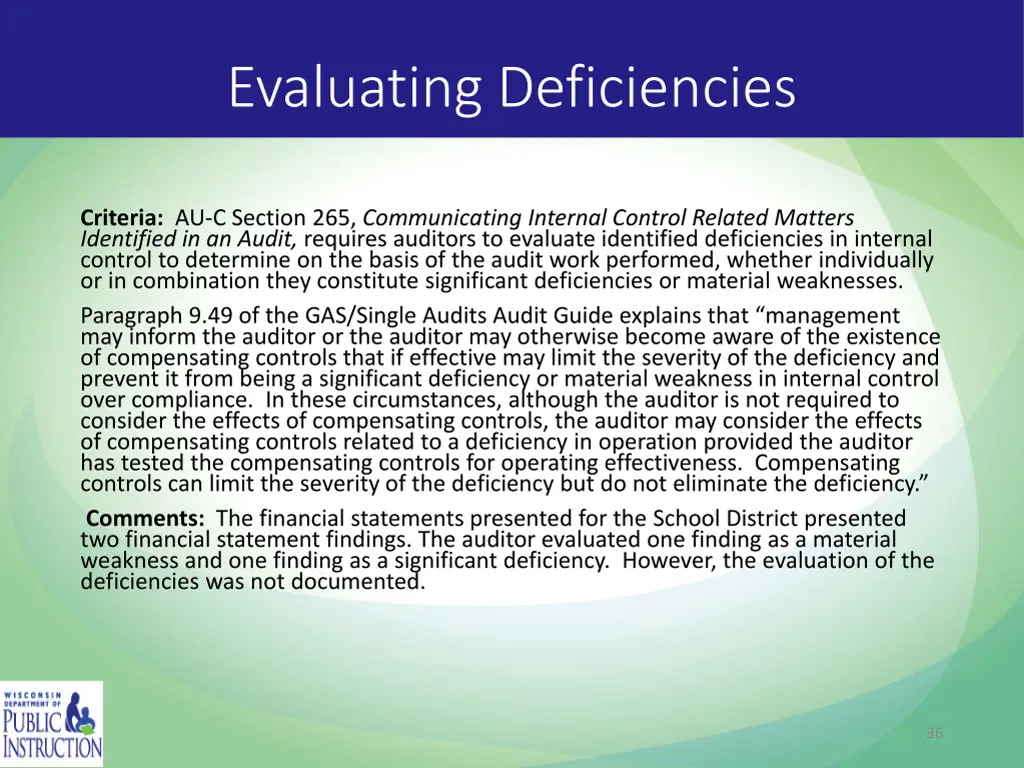 evaluating deficiencies