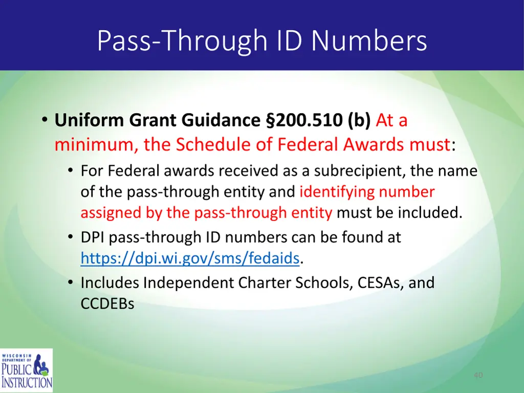 pass through id numbers