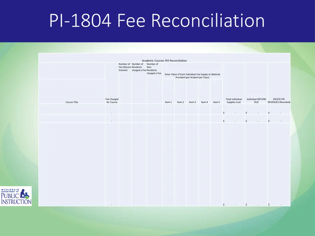 pi 1804 fee reconciliation