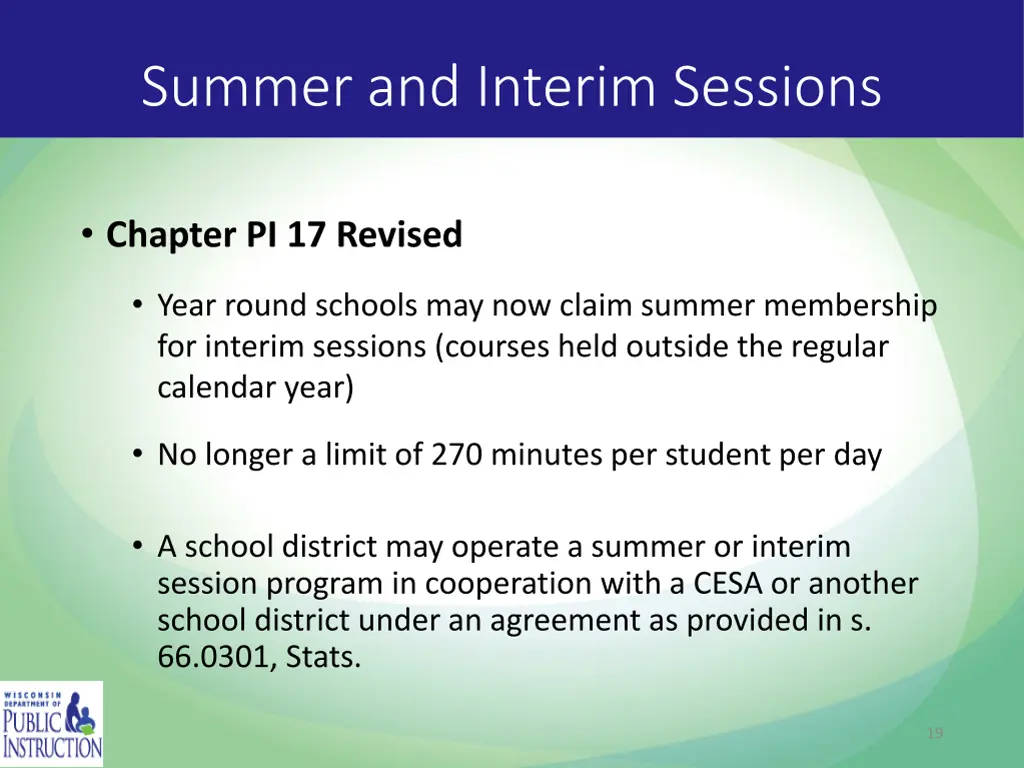 summer and interim sessions