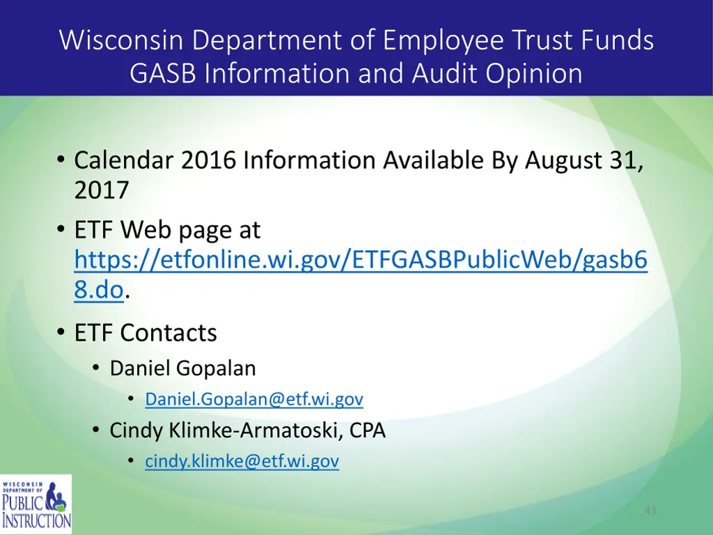 wisconsin department of employee trust funds gasb