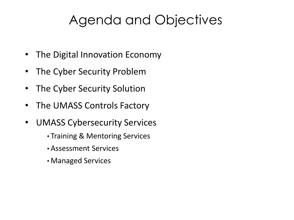 agenda and objectives