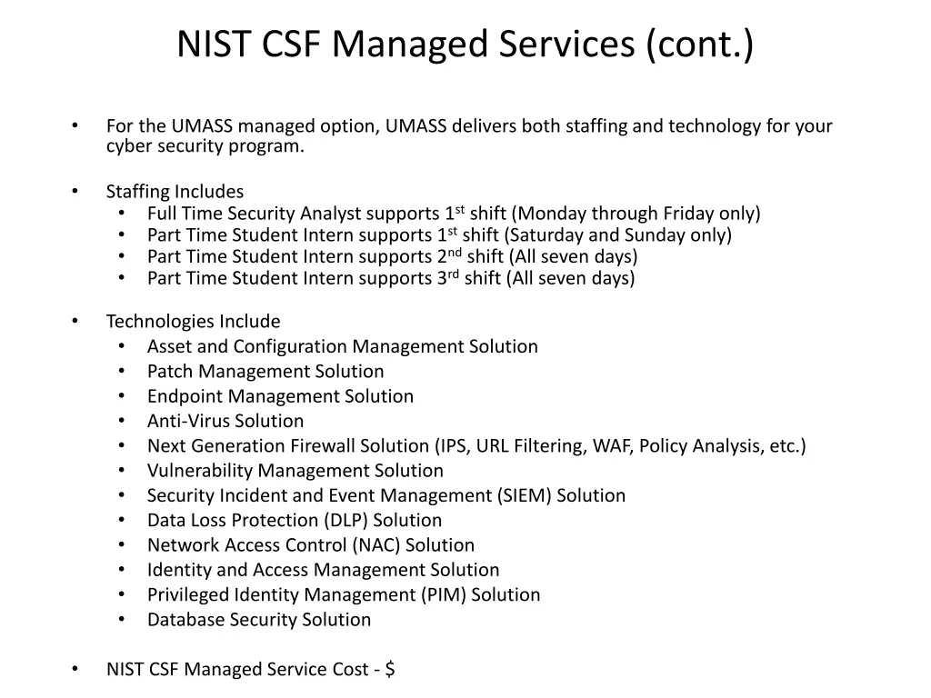 nist csf managed services cont