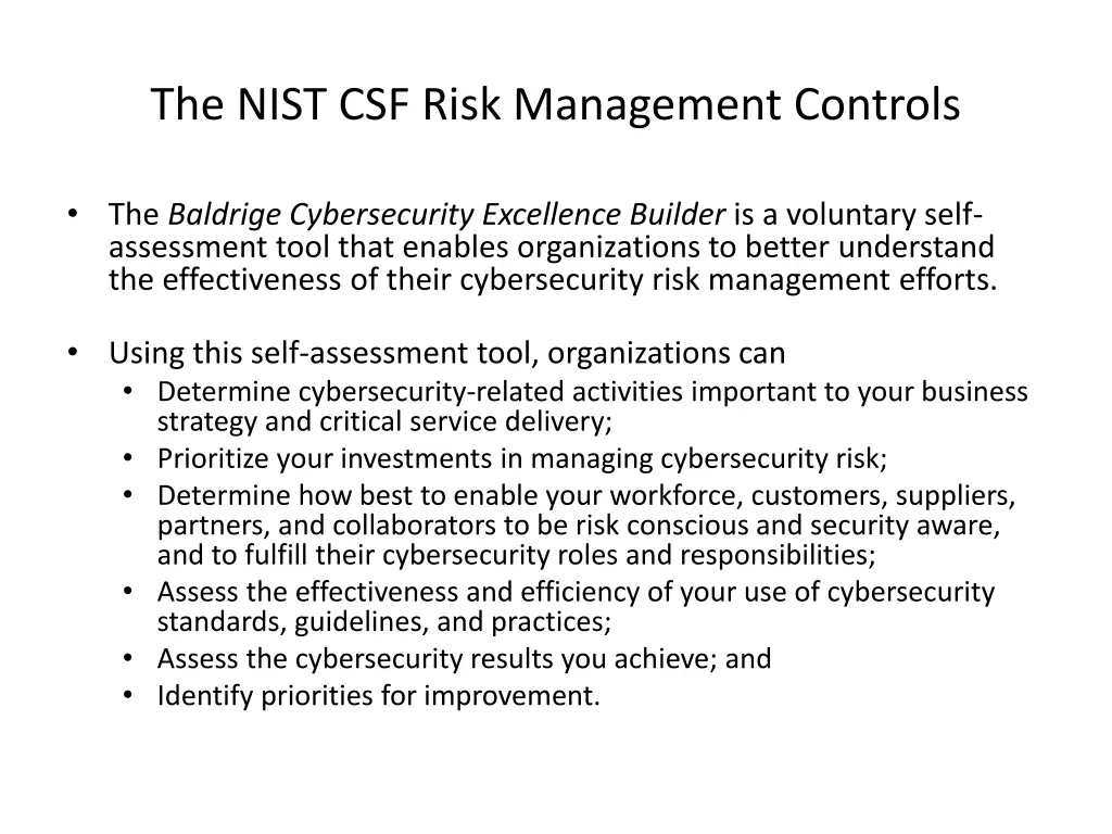 the nist csf risk management controls