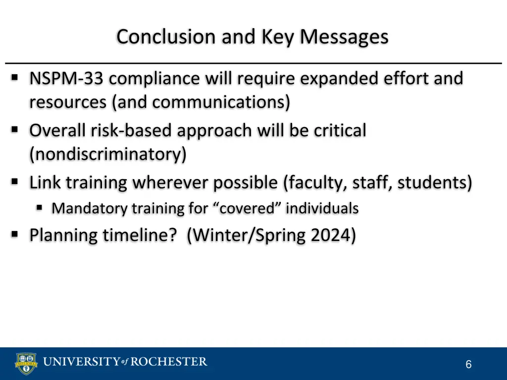 conclusion and key messages
