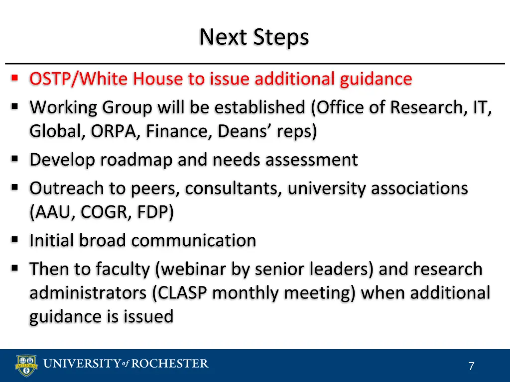 next steps