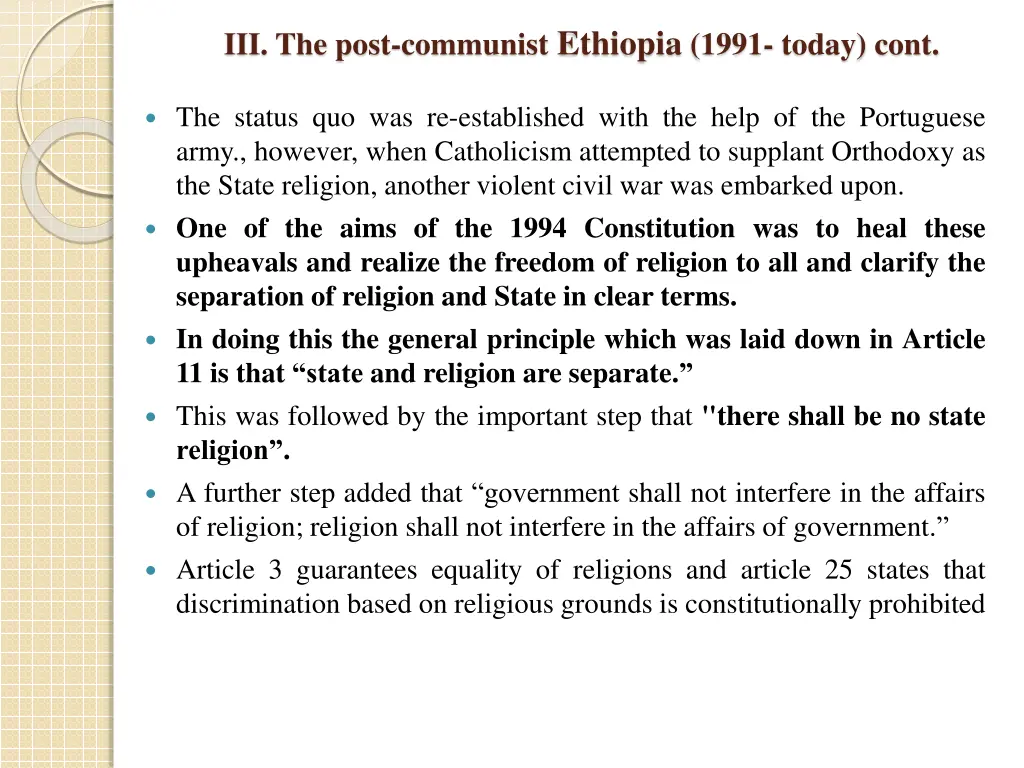 iii the post communist ethiopia 1991 today cont