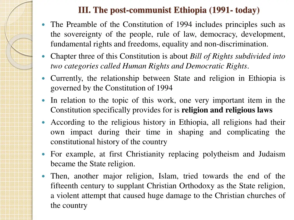 iii the post communist ethiopia 1991 today