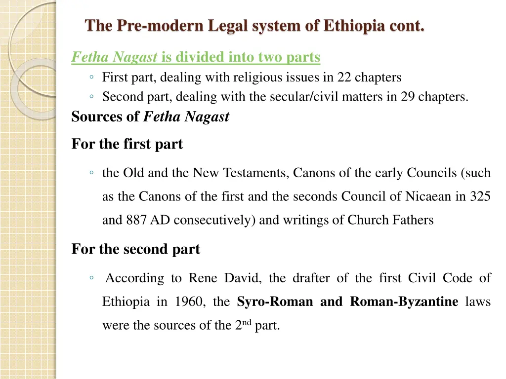 the pre modern legal system of ethiopia cont 2