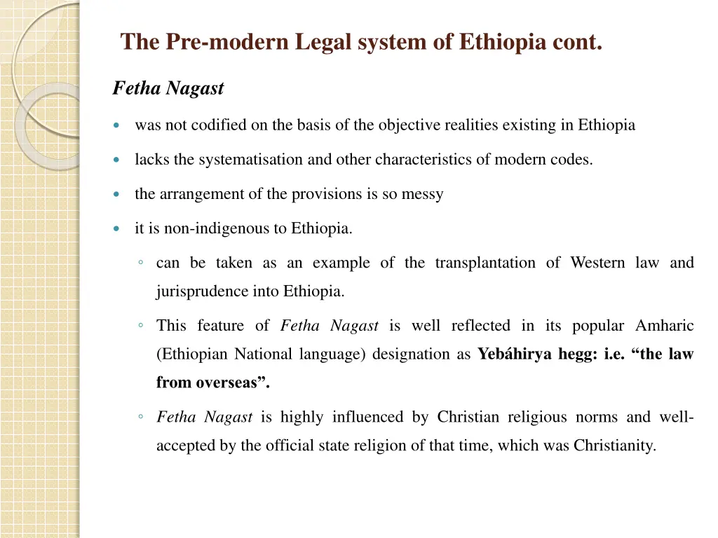 the pre modern legal system of ethiopia cont 3