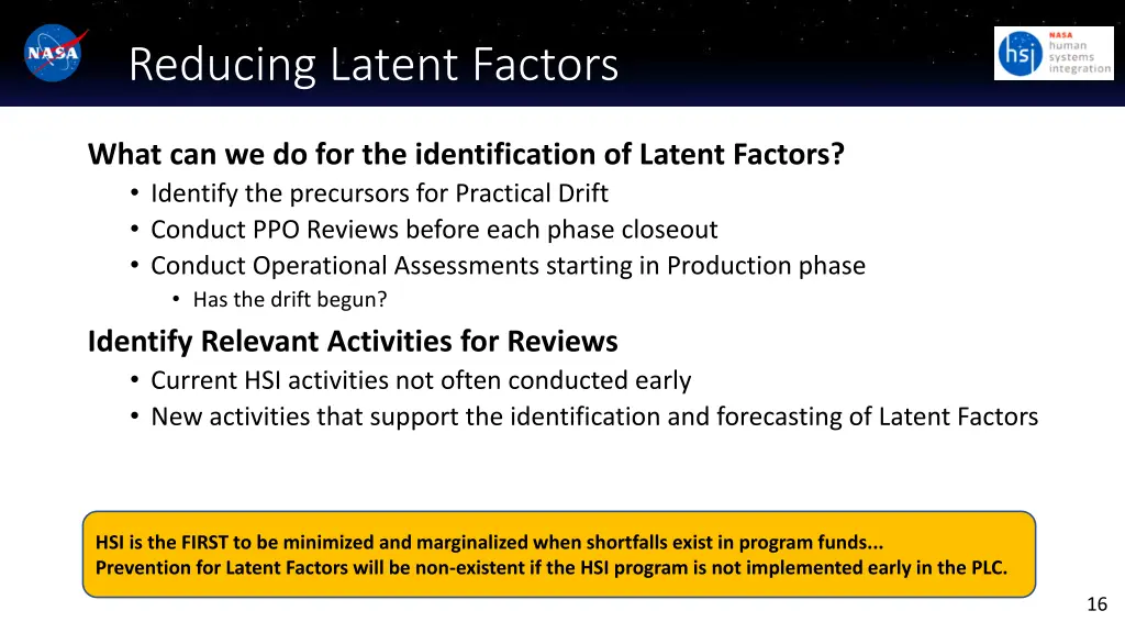 reducing latent factors