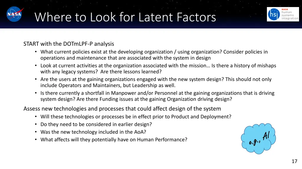 where to look for latent factors