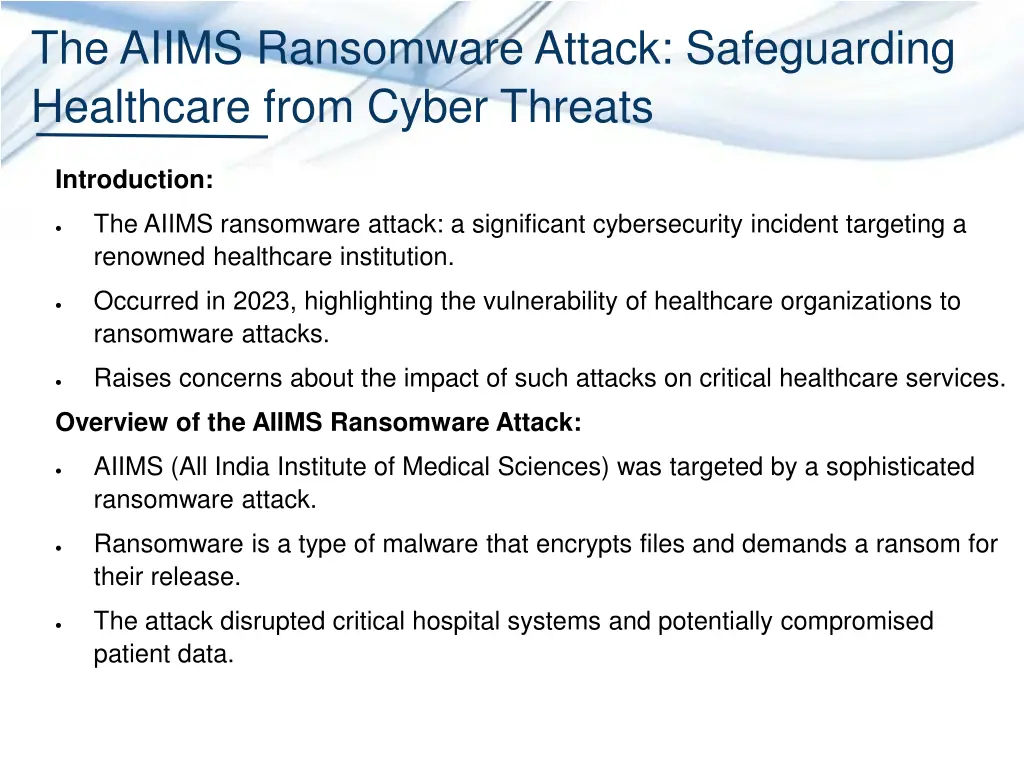 the aiims ransomware attack safeguarding