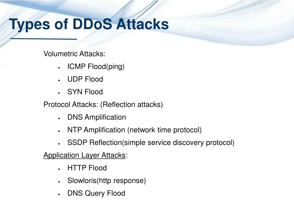 types of ddos attacks
