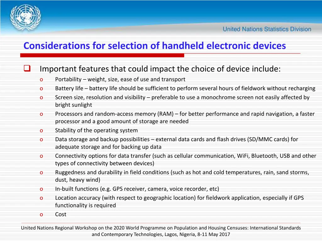 considerations for selection of handheld