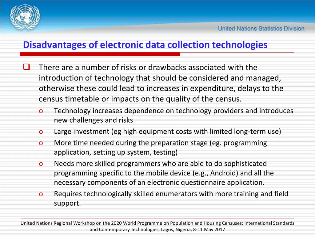 disadvantages of electronic data collection