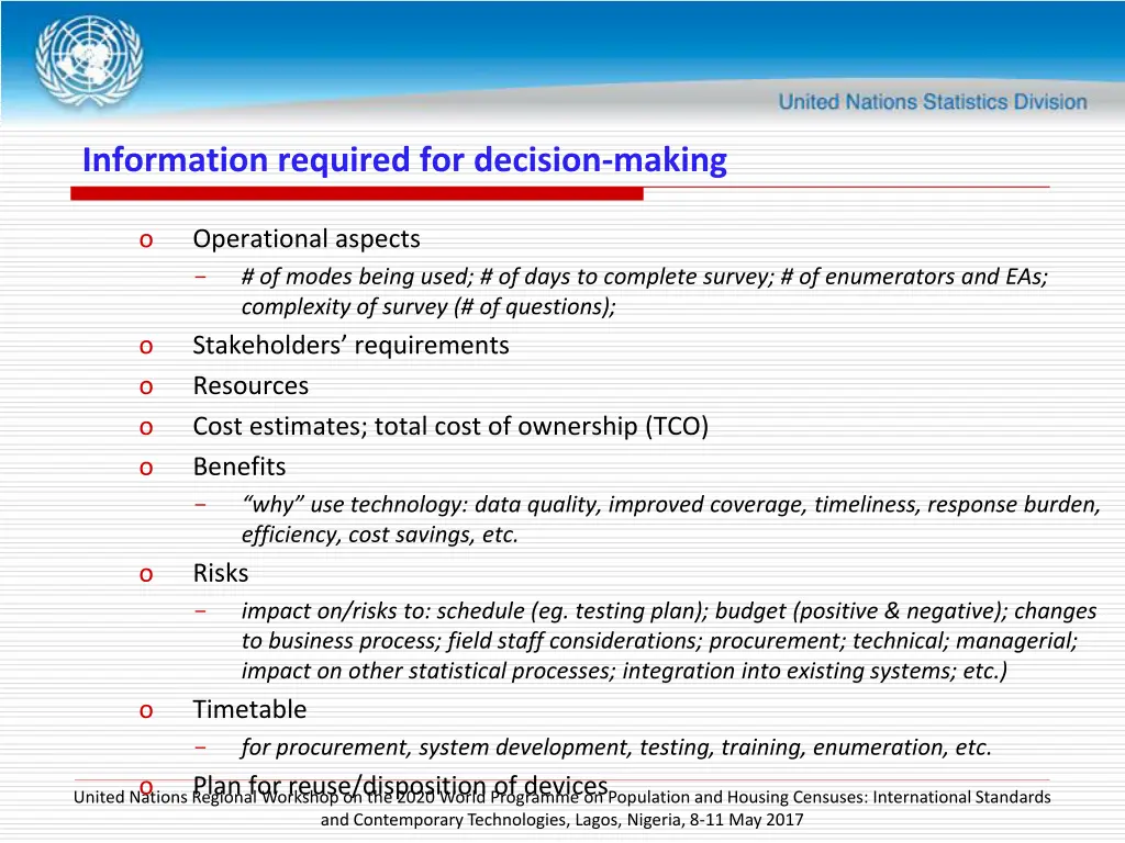 information required for decision making