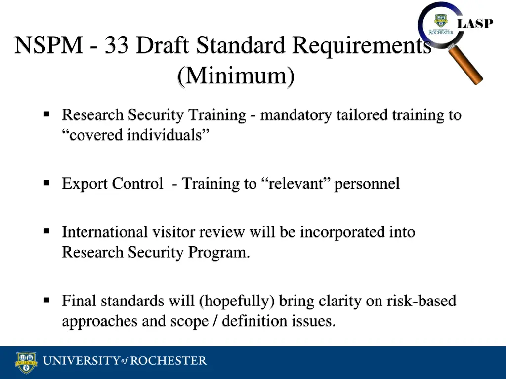 nspm 33 draft standard requirements minimum 1