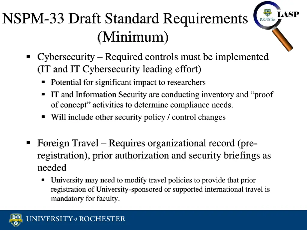 nspm 33 draft standard requirements minimum