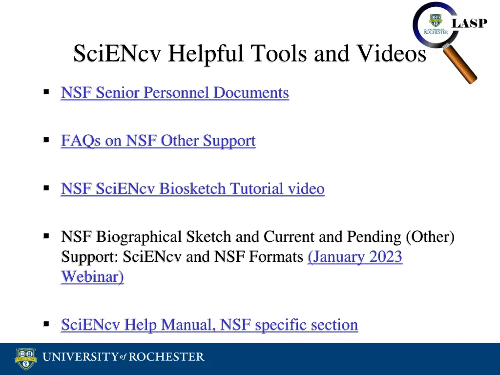 sciencv helpful tools and videos