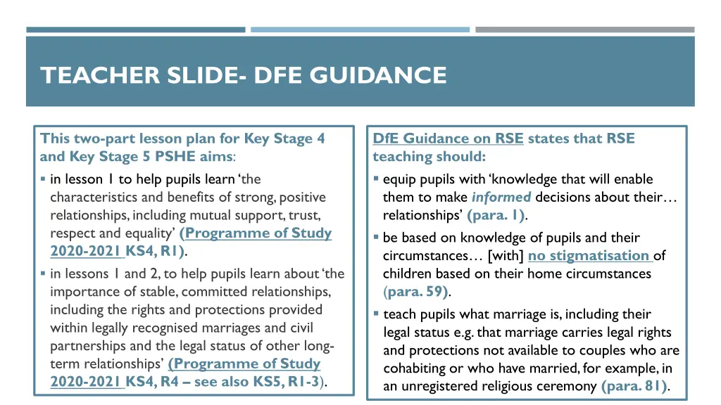 teacher slide dfe guidance