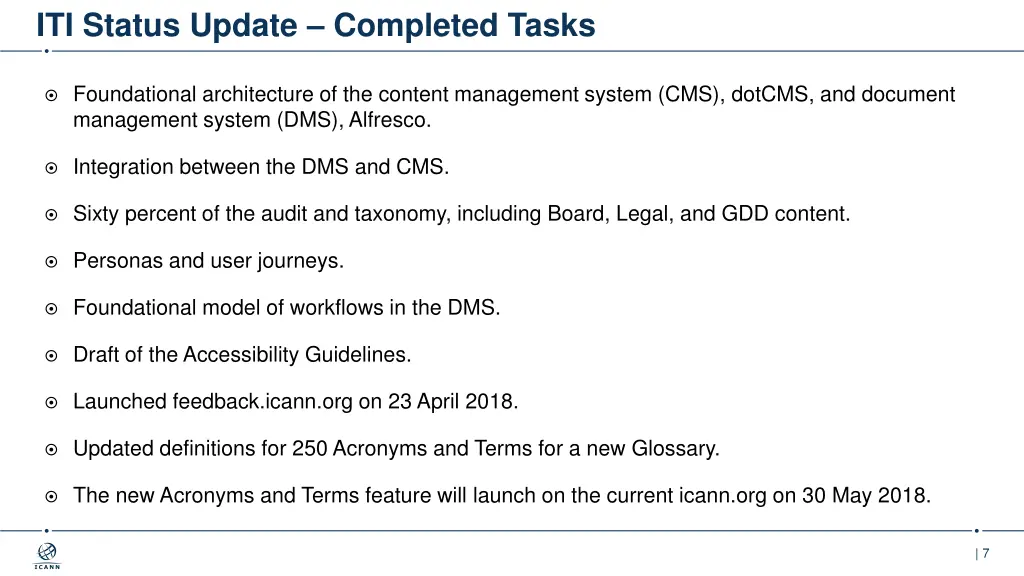 iti status update completed tasks