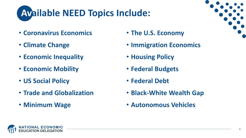 available need topics include
