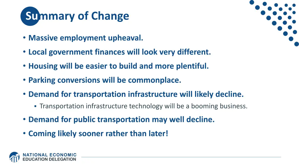 summary of change