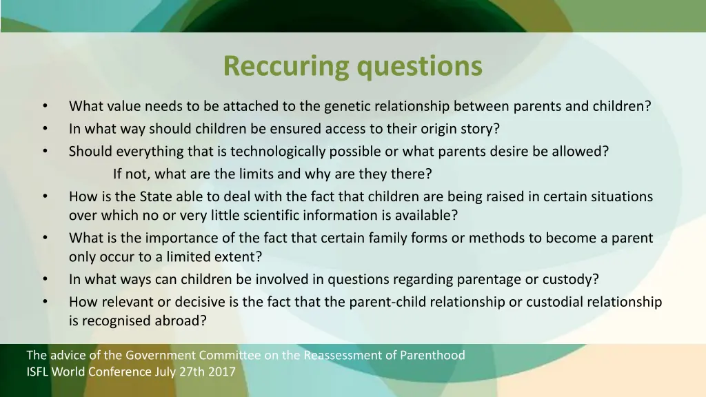 reccuring questions