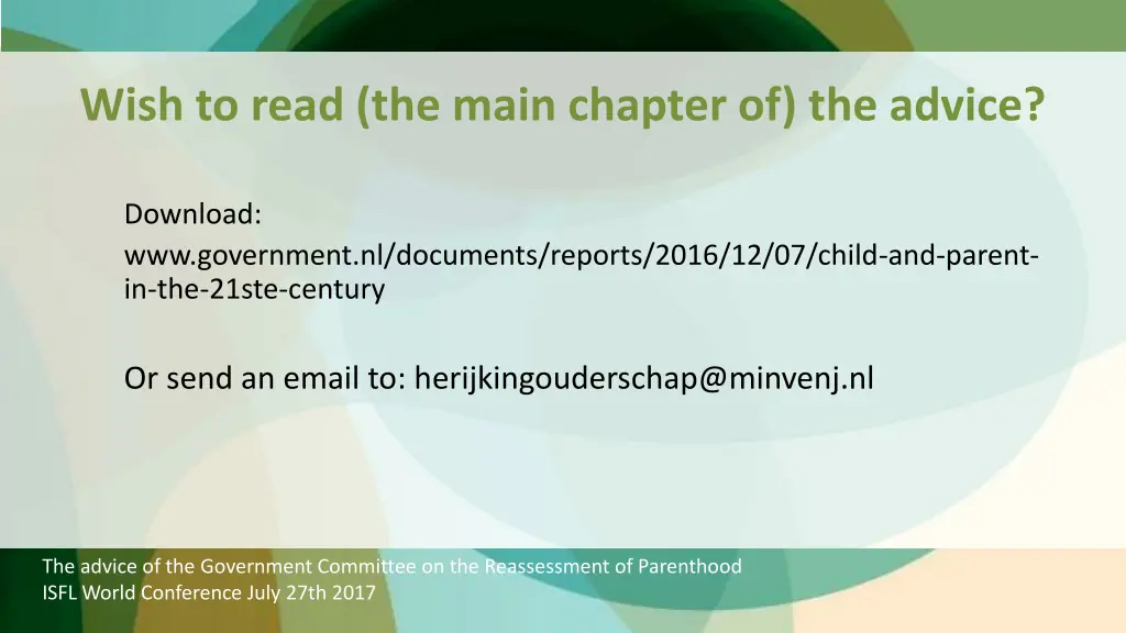 wish to read the main chapter of the advice