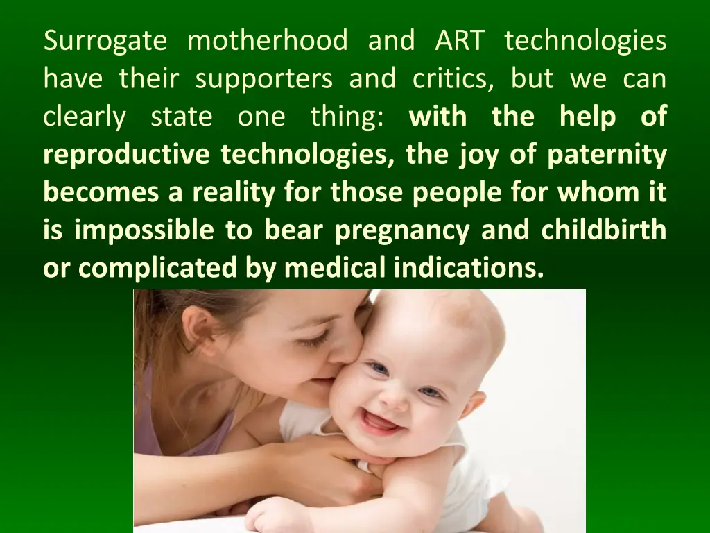 surrogate motherhood and art technologies have