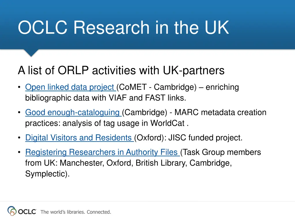 oclc research in the uk 2