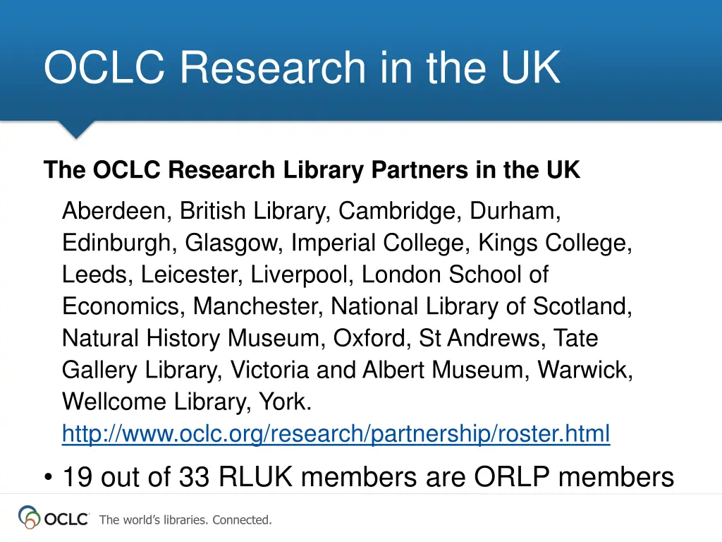 oclc research in the uk