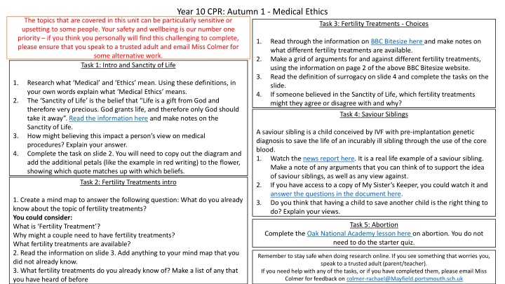 year 10 cpr autumn 1 medical ethics