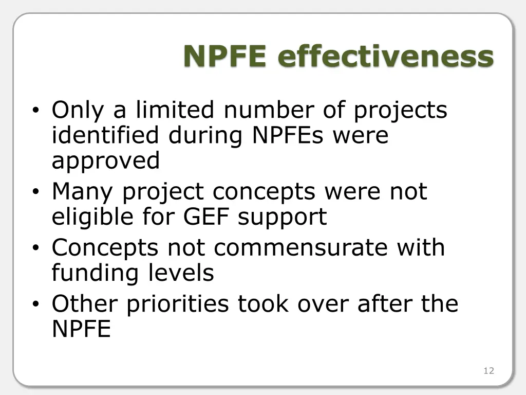 npfe effectiveness