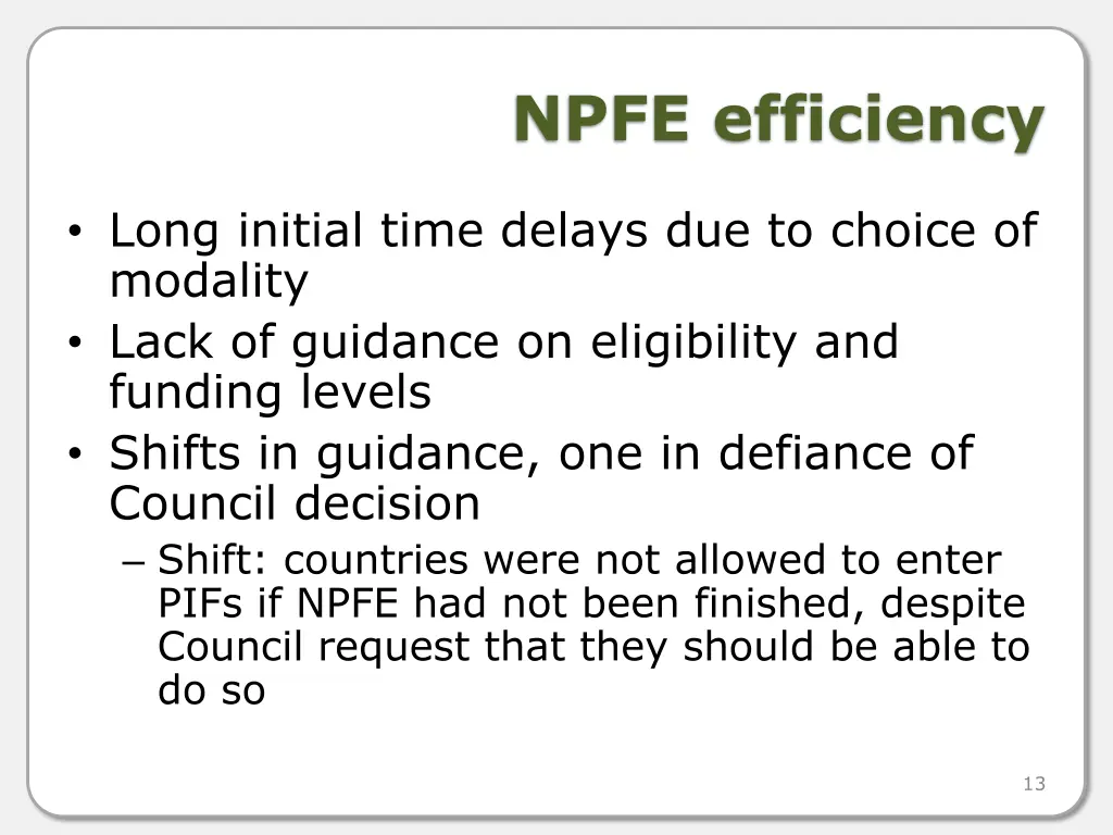 npfe efficiency