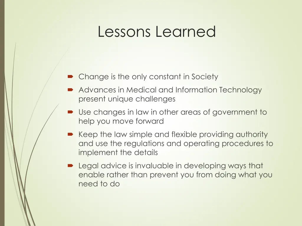 lessons learned