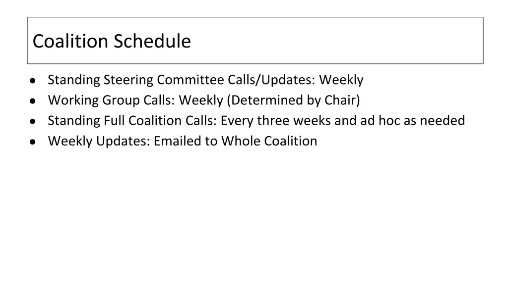 coalition schedule