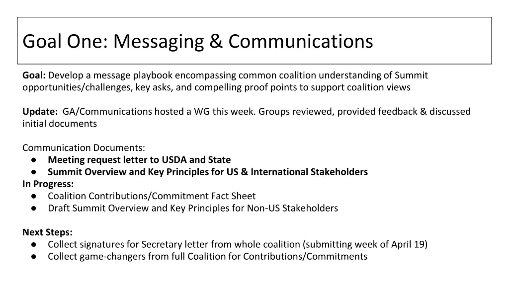 goal one messaging communications