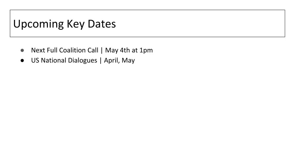 upcoming key dates